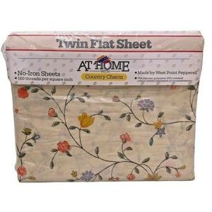 Sheet TWIN Flat Country Charm Amanda Flower 160 Thread Count Vintage Pepperell